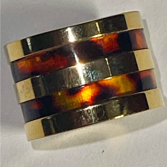 FASHION JEWELRY RING WOMEN STAINLESS STEEL WIDE MIXED COLOR DESIGN SIZE SIX 6 - Picture 3 of 4